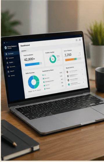Vision Bridge employer dashboard showing verified candidate profiles